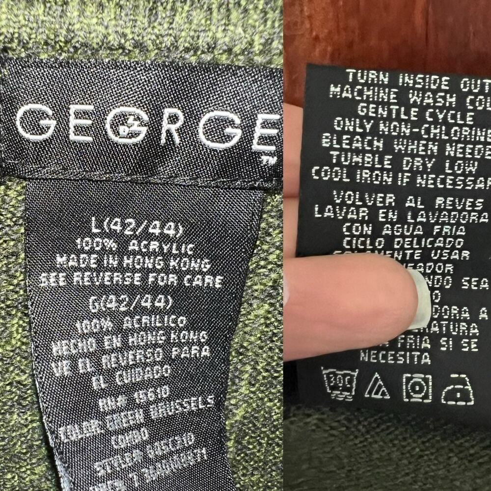 Vintage 90s Olive Button Collar Sweater Mens L Polo Cozy Minimalist - Picture 13 of 17